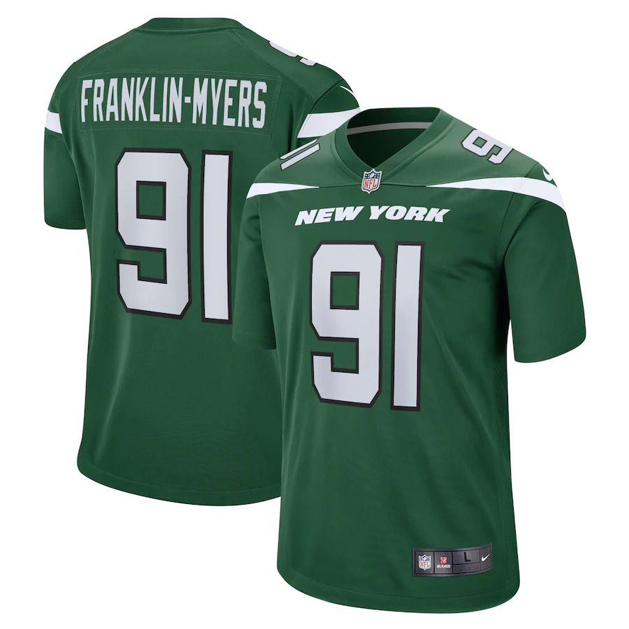 Men New York Jets #91 John Franklin-Myers Nike Gotham Green Game NFL Jersey